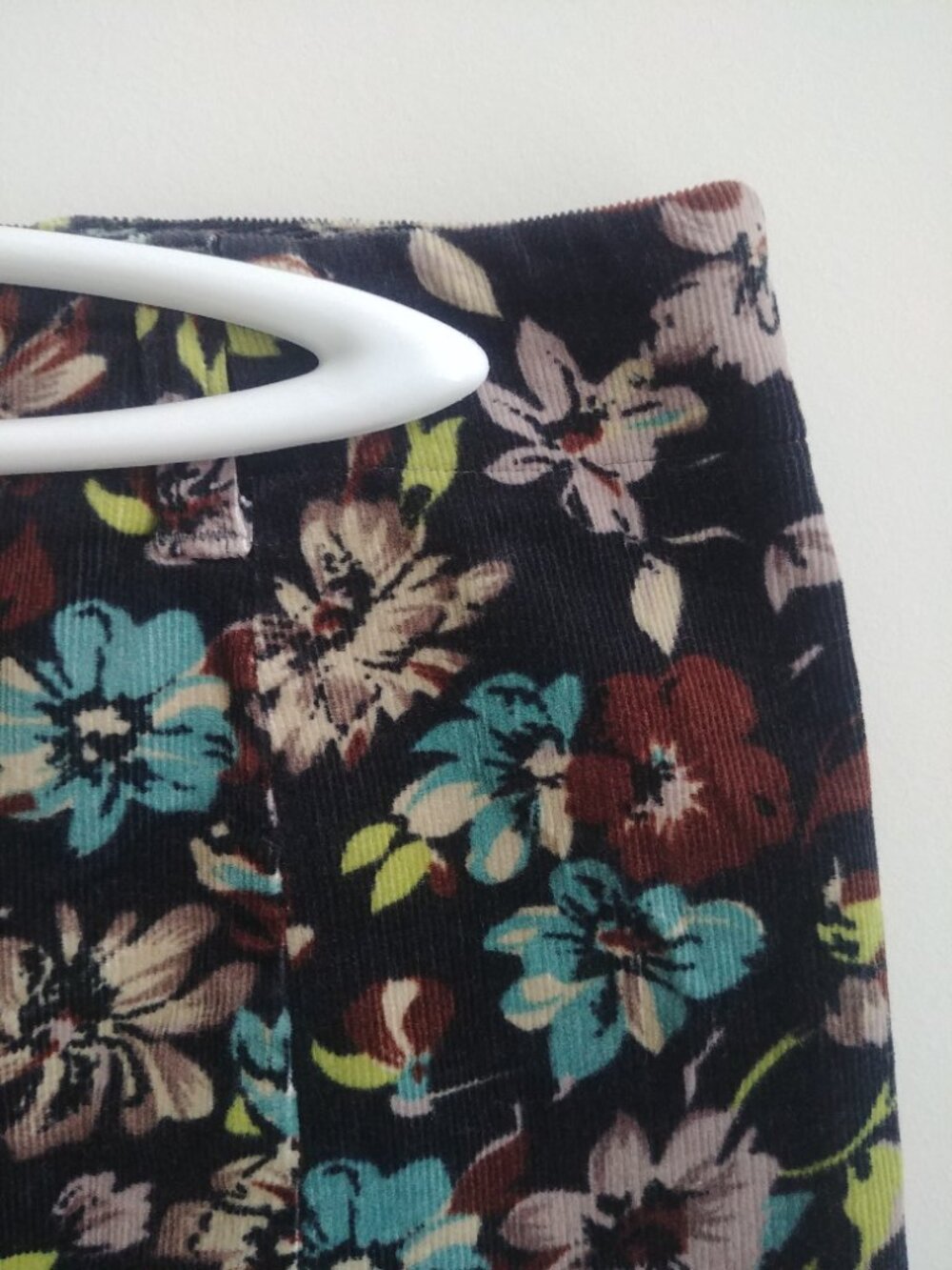 Vintage United Colors of Benetton corduroy flower trumpet skirt approx Medium - Picture 5 of 14